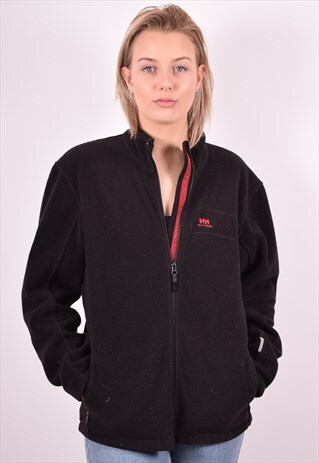 HELLY HANSEN WOMENS VINTAGE FLEECE JACKET LARGE BLACK 90S