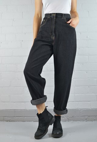 VINTAGE CHARCOAL GREY STRAIGHT LEG MOM JEANS