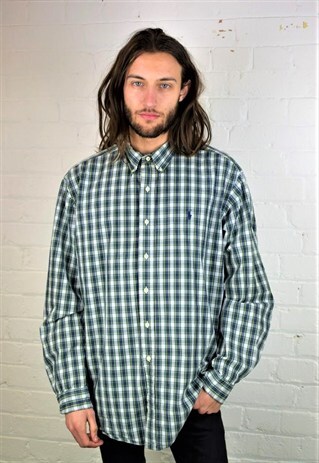 VINTAGE 90'S RALPH LAUREN CHECKED CLASSIC FIT SHIRT