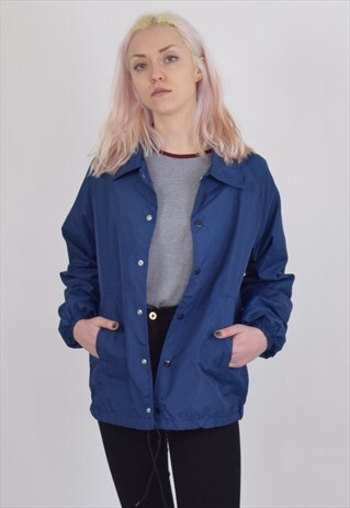 VINTAGE 90S BLUE CHAMPION WINDBREAKER COACH JACKET