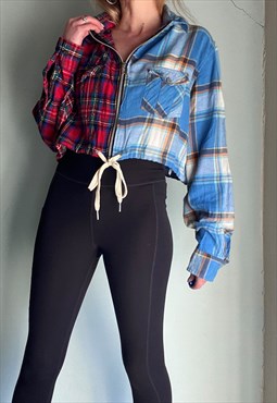 Vintage Re-Worked Checked Cropped Shirt