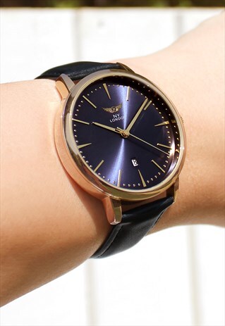 GENTS CLASSIC GOLD LEATHER WATCH WITH DATE