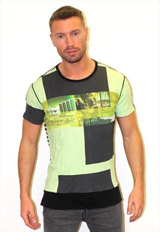 VINTAGE 90S BEACH HIPSTER GREEN T-SHIRT CUSTO BARECLONA