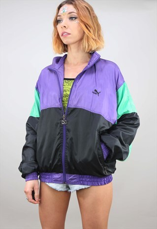 VINTAGE OVERSIZED PUMA WINDBREAKER FESTIVAL SHELL JACKET