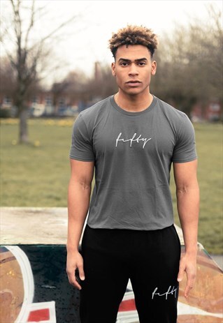 SCRIBBLE TEXT LOGO GRAPHIC T-SHIRT - SMOKE GREY
