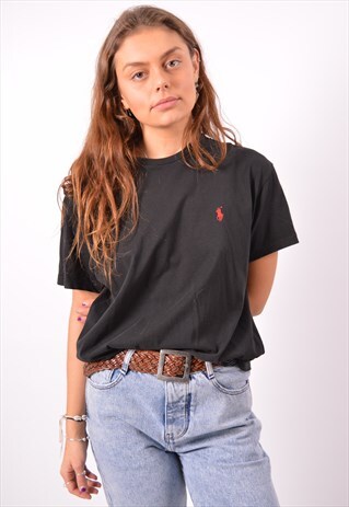 VINTAGE POLO RALPH LAUREN T-SHIRT TOP LOOSE FIT BLACK