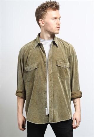 VINTAGE CORDUROY CORD SHIRT BROWN