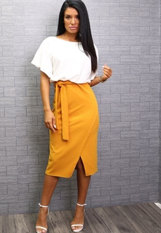MUSTARD & IVORY JUDITH WRAP BATWING DRESS