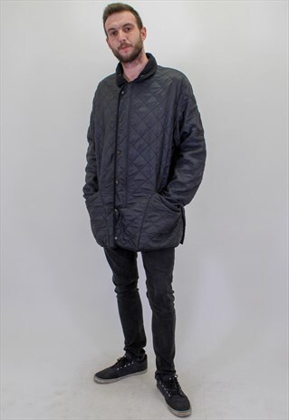 VINTAGE BARBOUR QUILTED AND PADDED JACKET IN BLACK XL