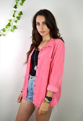 90S VINTAGE MINIMAL PINK CORD SHIRT