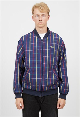 VINTAGE BLUE RED YELLOW LACOSTE BOMBER JACKET