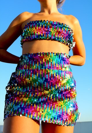 RAINBOW SEQUIN SKIRT