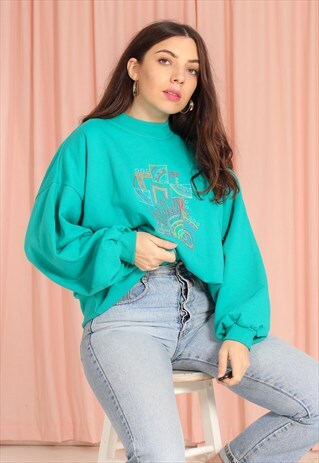 VINTAGE 90S OVERSIZED SWEATSHIRT IN GREEN