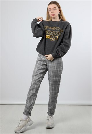 VINTAGE CHAMPION SMALL GREY PRINTED COLLEGE SWEATSHIRT