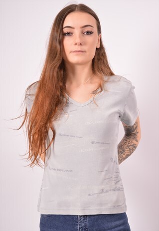 VINTAGE CALVIN KLEIN T-SHIRT TOP BLUE