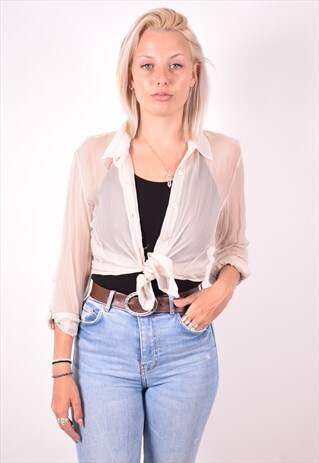 GIANFRANCO FERRE WOMENS VINTAGE SHIRT SMALL BEIGE 90S