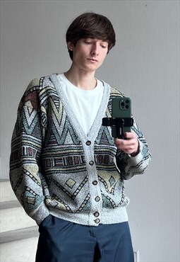 Vintage MISSONI Cardigan Sweater Knit Printed Graphic 90s 