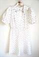 VINTAGE WHITE DRESS DRESSES POLKA DOTS WHITE MIDI LACE