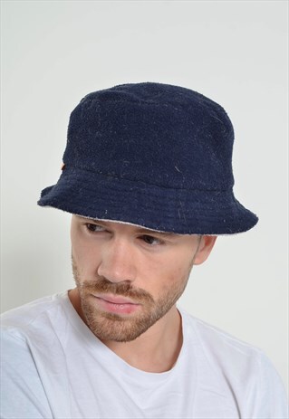 VINTAGE FLUFFY FLEECE Y2K BUCKET HAT CAP BROWN