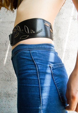 70S HANDMADE HIGHWAISTED LEAVES LEATHER BELT
