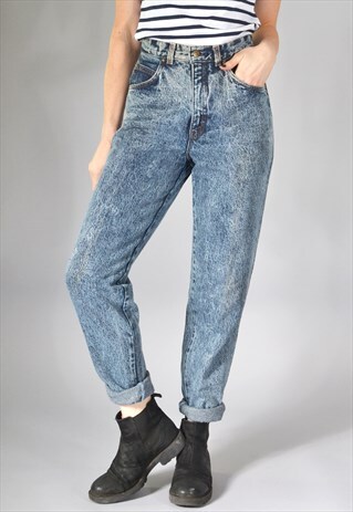 VINTAGE LEVI'S DARK BLUE ACID WASH TAPERED MOM JEANS