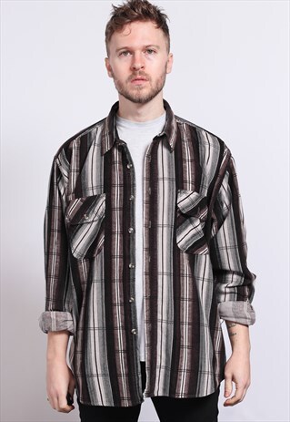 VINTAGE CORDUROY CORD STRIPED SHIRT
