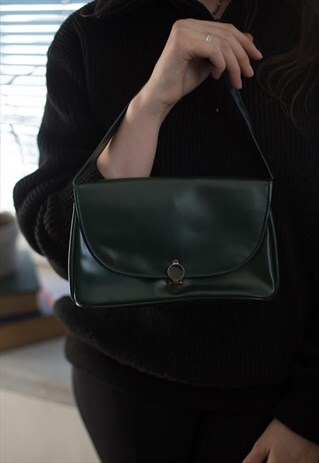 VINTAGE 80'S DARK GREEN HANDBAG