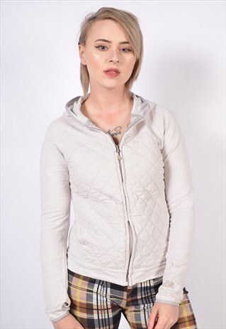 VINTAGE 90S NORTH FACE ZIP UP HOODIE JACKET CREAM