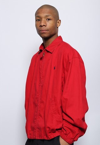 VINTAGE RALPH LAUREN LOGO HARRINGTON JACKET RED