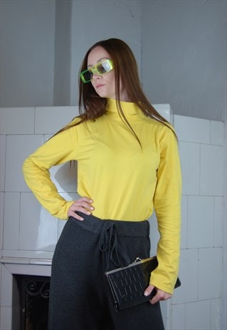 VINTAGE Y2K TURTLENECK FUNKY FITTING FESTIVAL IN NEON YELLOW