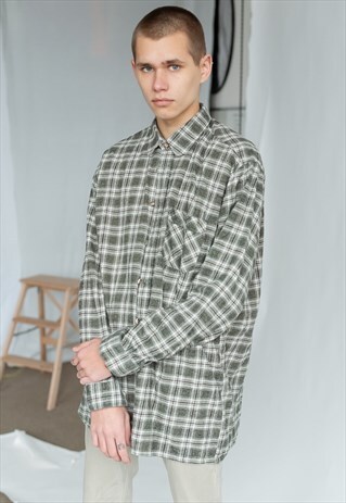 VINTAGE 90S GRUNGE BROWN SHIRT IN LONG SLEEVE