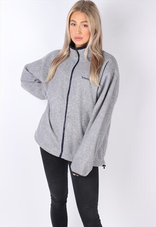 VINTAGE TIMBERLAND FLEECE JUMPER OVERSIZED GREY L SWEATER