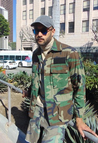 90S CLASSIC GRUNGE CAMOUFLAGE CAMO SHIRT JACKET SMALL