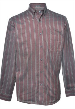 Van Heusen Striped Burgundy & Grey  Shirt - S
