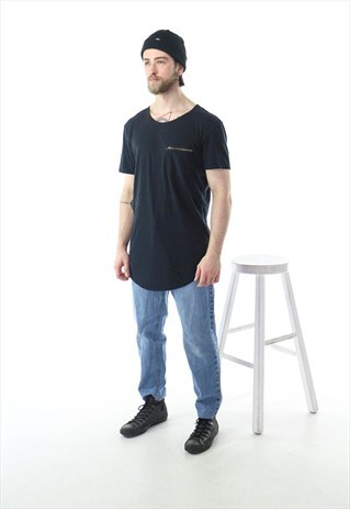 BLUE STRAIGHT JEANS / HIGH WAISTED DENIM PANTS