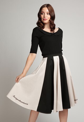 LOLA LE CIRQUE TWO-COLORED MIDI SWING SKIRT