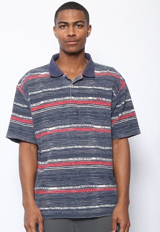 VINTAGE FILA LOGO PATTERN POLO SHIRT GREY