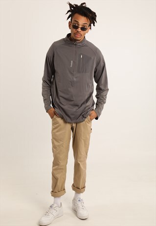 VINTAGE REEBOK PRINT SPELLOUT 1/4 ZIP SWEATSHIRT