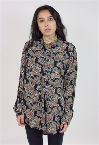 VINTAGE 90S FLOWER PATTERNED LIGHT SHIRT