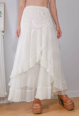 Dreamy Fairy Floral Lace Maxi Skirt