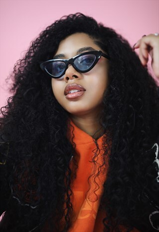 BLUE SUMMER 90S Y2K SLIM CAT EYE SUNGLASSES SHADES