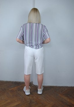 Vintage y2k midi glam suit tailored chino shorts in white
