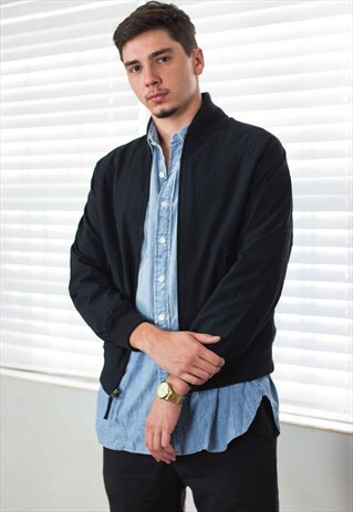 VINTAGE BLACK BOMBER JACKET 90S S 23.7