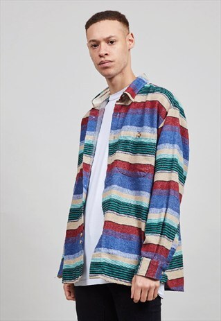 VINTAGE 90'S MULTI COLOURED LINEN SHIRT