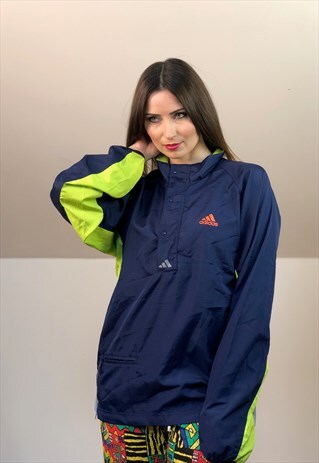 90S ADIDAS RUN WINDBREAKER JACKET VINTAGE (ZIPPER BROKEN)
