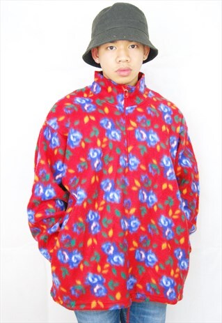 CRAZY PRINT FLEECE 1/4 ZIP TOP (1990'S)