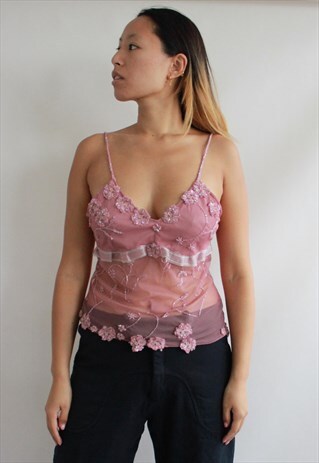 PINK SALMON MESH TOP