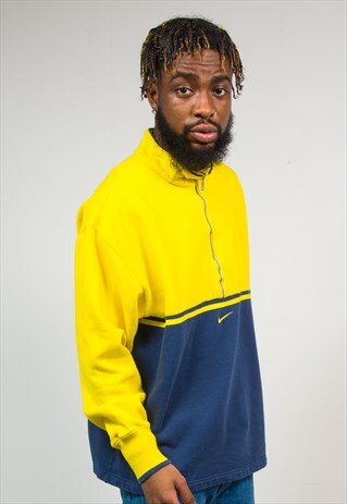 90'S NIKE YELLOW BLUE QUARTER ZIP SWEATSHIRT