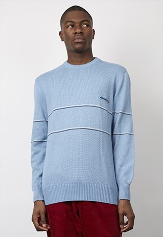 VINTAGE 80'S ELLESSE BLUE KNIT JUMPER