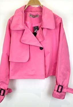 Kzell Cropped Mini Trench in Pink